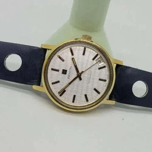 Zenith — RARE VINTAGE ZENITH SILVER DIAL GOLD PLATED AUTOMATIC MAN'S WATCH / S062