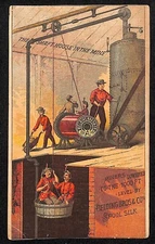 Belding Bros & Co. Spool Silk Victorian Trade Card w/ Mining Shaft Scene