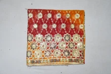 Vintage Indian Georgette Dupatta Sequins Bridal Beaded Scarf  Veil Stole Hijab L