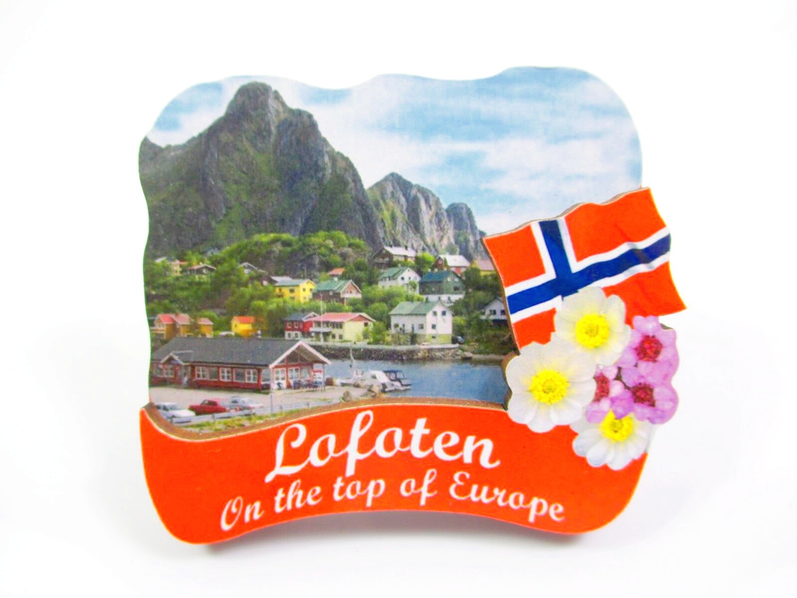 Lofoten Magnet Wooden Souvenir Norway Norway Village Flag Sea