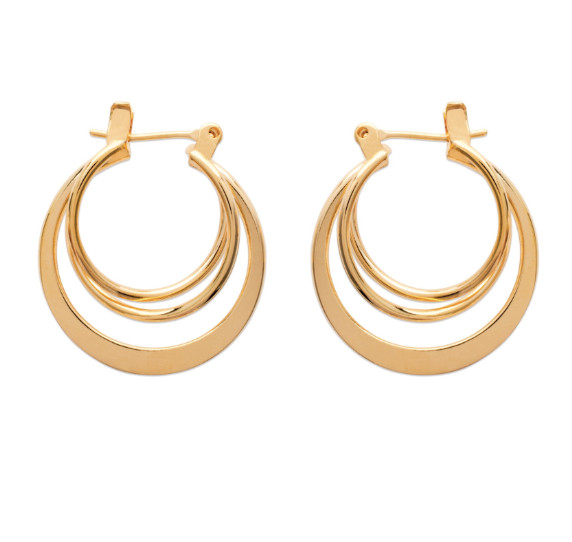 Créoles triple anneaux en or 18 carats idée cadeau anniversaire