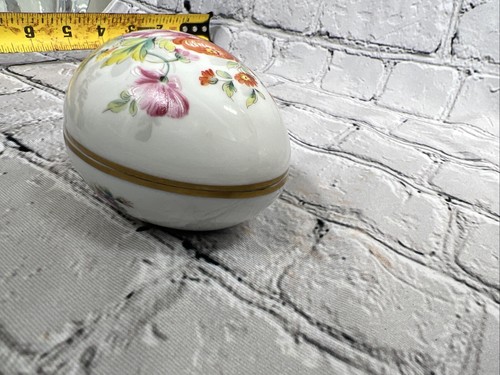Floral Gold Trimmed Porcelaine Limoges Castle France Jewelry Egg  3” - Picture 6 of 9