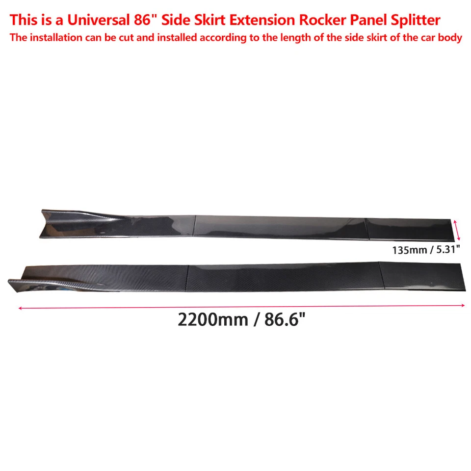 For Volvo S60 S80 S90 86" Side Skirt Extension Rocker Splitter Carbon Fiber - Изображение 2 из 4