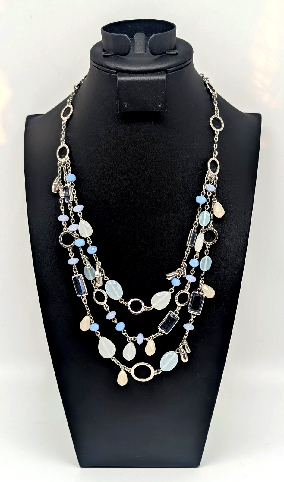 Signed TALBOTS Silver Tone Draped Multi Strand Bl… - image 9