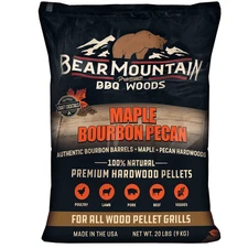 Bear Mountain Premium BBQ Woods Maple Bourbon Pecan BBQ Wood Pellets, 20 lbs,  