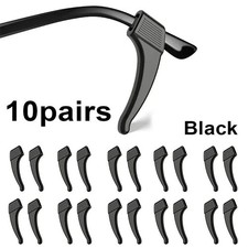 10 pair black Silicone Eyeglass Ear Grip Anti-Slip Temple Tip Hook Stoppers