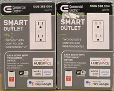NEW! C.E. 2 Pack Tamper Resistant WiFi/Bluetooth Smart Outlet White 15A 120V Q10