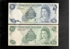 Cayman Islands, 1972, QE11, $1 - $5 Dollars, Lot of 2 Banknotes, CRISP VF!