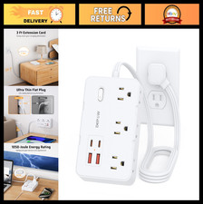 Surge Protector Power Strip with Flat Plug, 6 AC Outlets  4 USB Ports, 3FT Cord