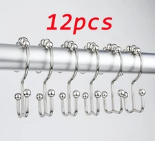 12PCS Stainless Steel Rust Resistant Shower Curtain Hooks Rings for Bathroom