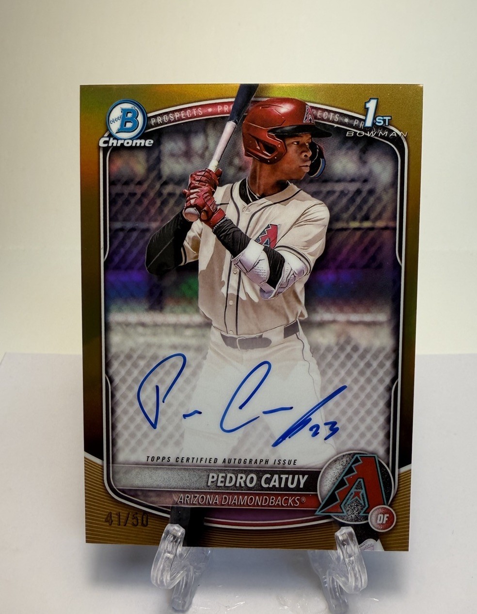PEDRO CATUY 2025 BOWMAN CHROME 1ST TRUE GOLD AUTO /50 #CPA-PC ARIZONA