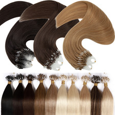Micro Loop Ring Hair Real Remy Human Hair Extensions Beads Tip 1g Thick 300S 24"