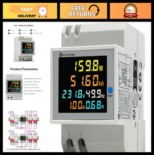Single Phase Energy Meter AC 40-300V 100A Din Rail Monitor Voltmeter Ammeter KWh