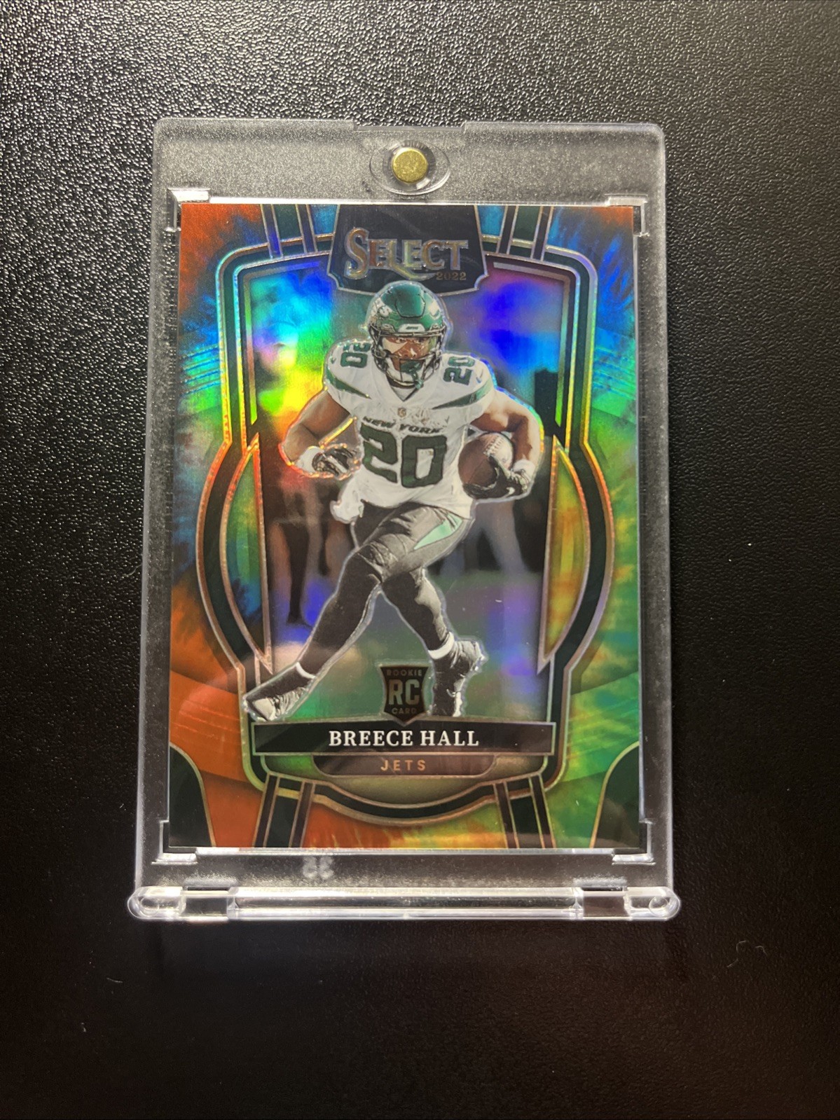 2022 Panini Select Breece Hall #/25 Tie-Dye Club Level Prizm RC Rookie Jets