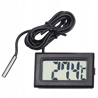 Thermometer Temperatur Anzeige mit Fühler digital 1 Meter Kabel schwarz LCD