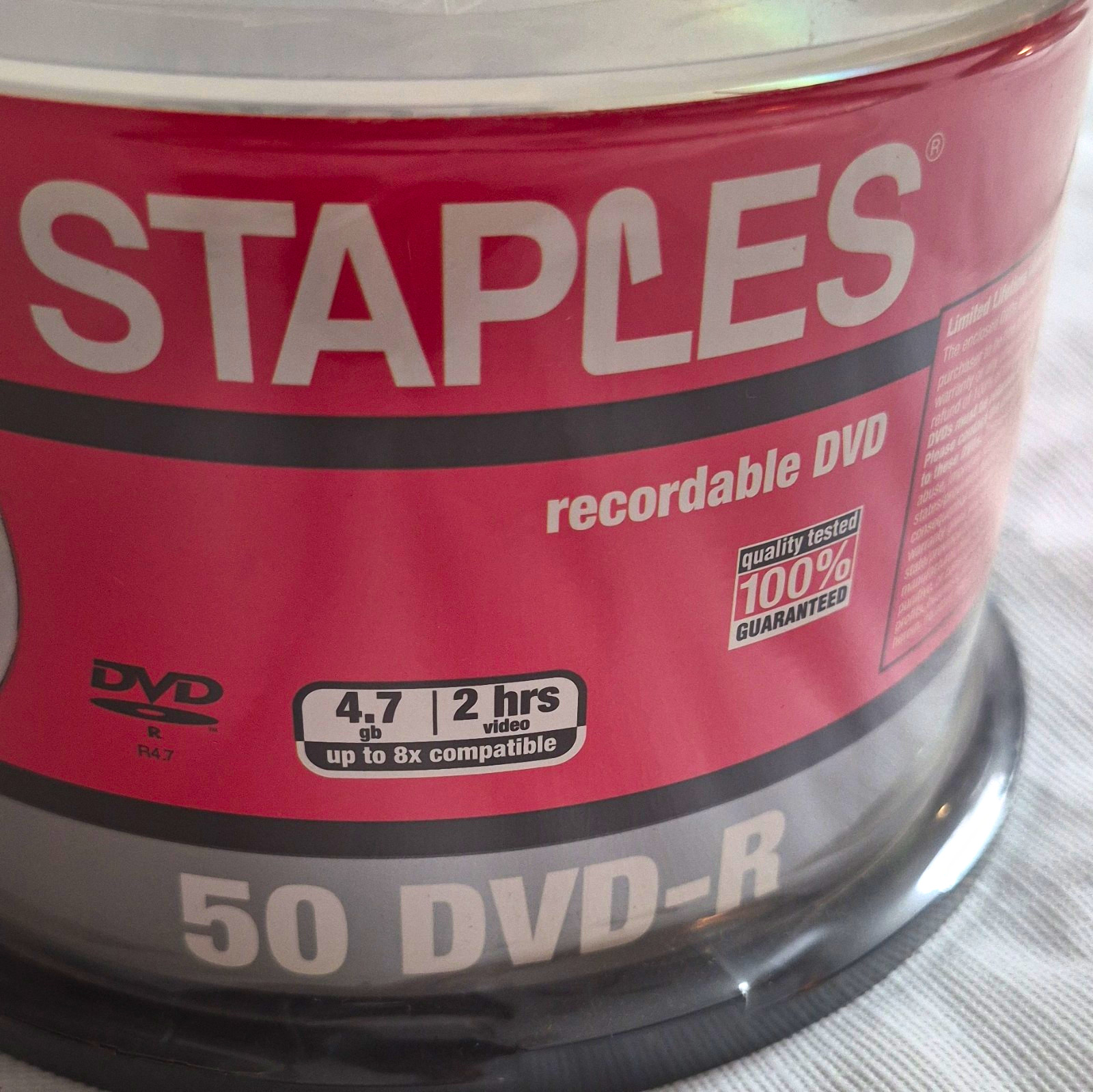 Staples DVD-R Recordable Discs 50 Pack 4.7GB 2 Hours Up to 8X