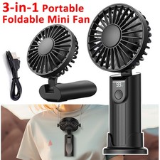 Portable USB Desk Fan Handheld 5000mAh Rechargeable Folding Neck Fan Mini Fan
