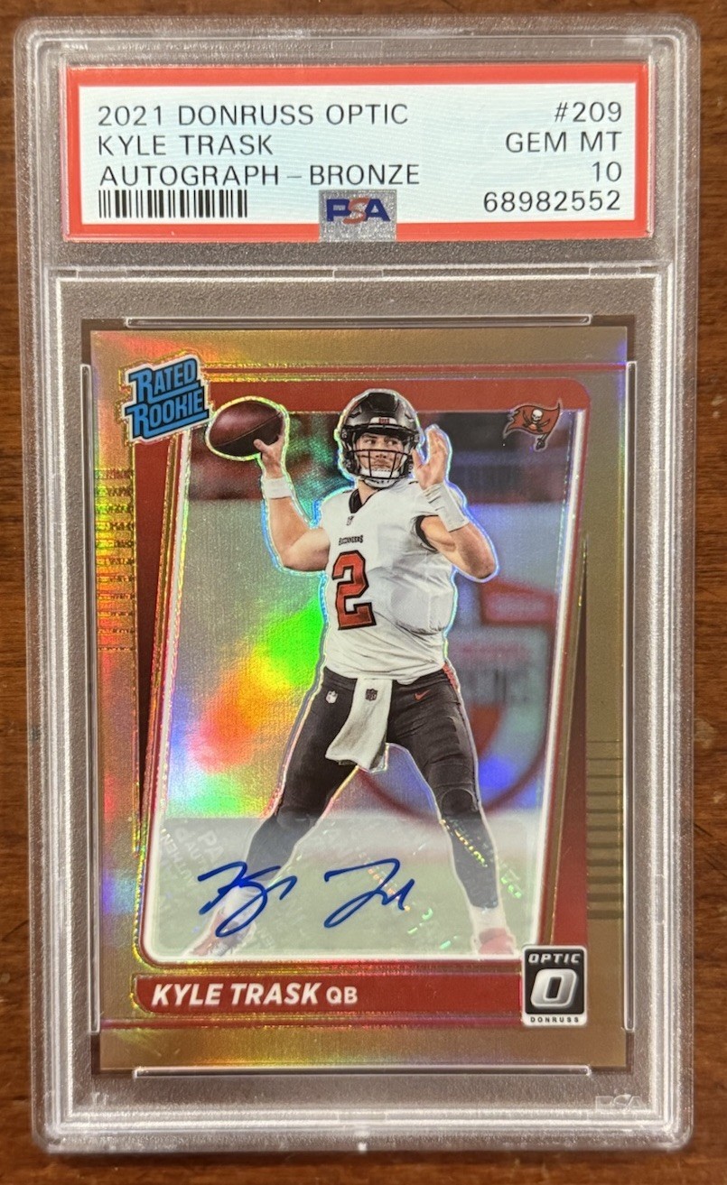 2021 Donruss Optic Auto Bronze Rated Rookie KYLE TRASK PSA 10 Mint Falcons RC