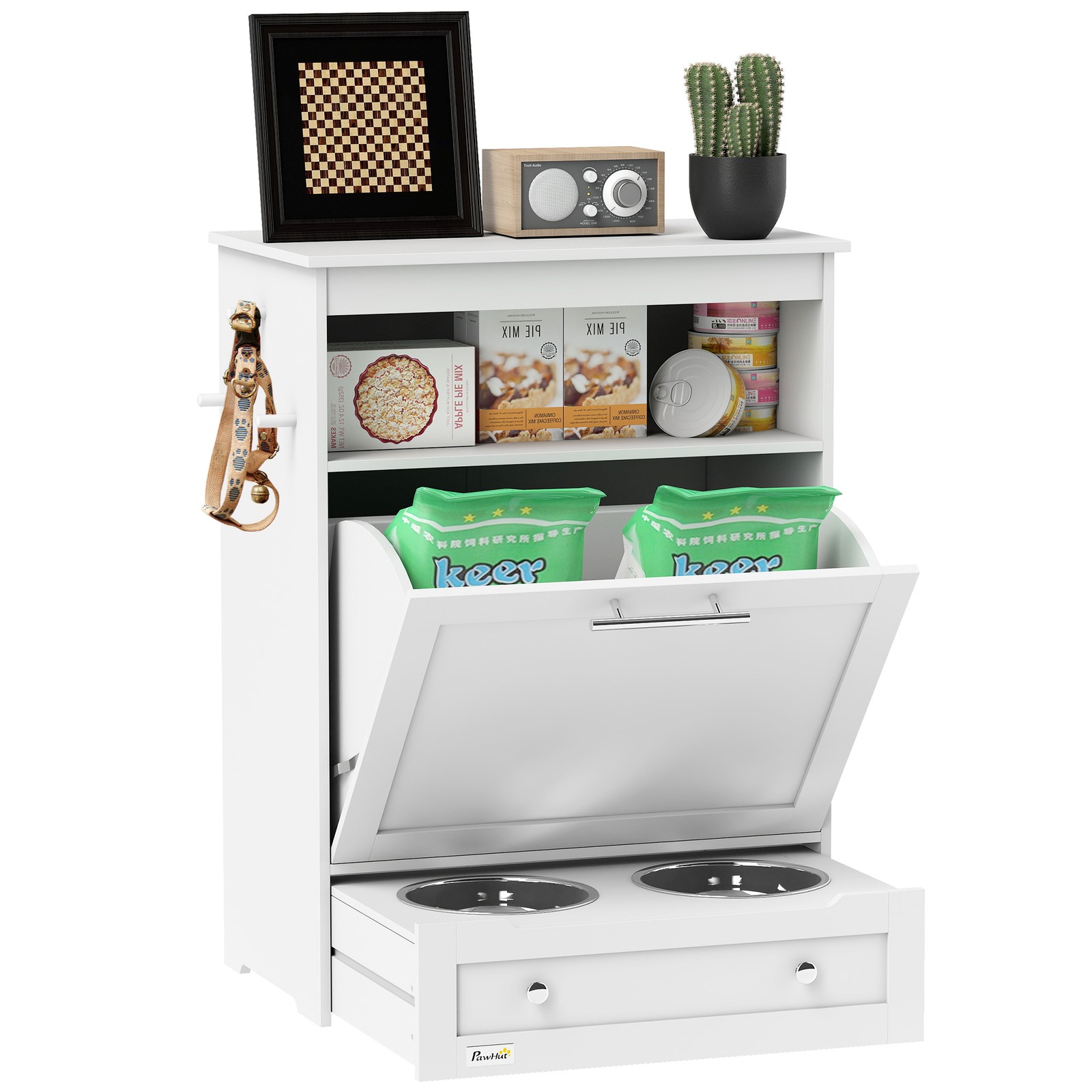 Storage Feeding Station Food Cabinet White