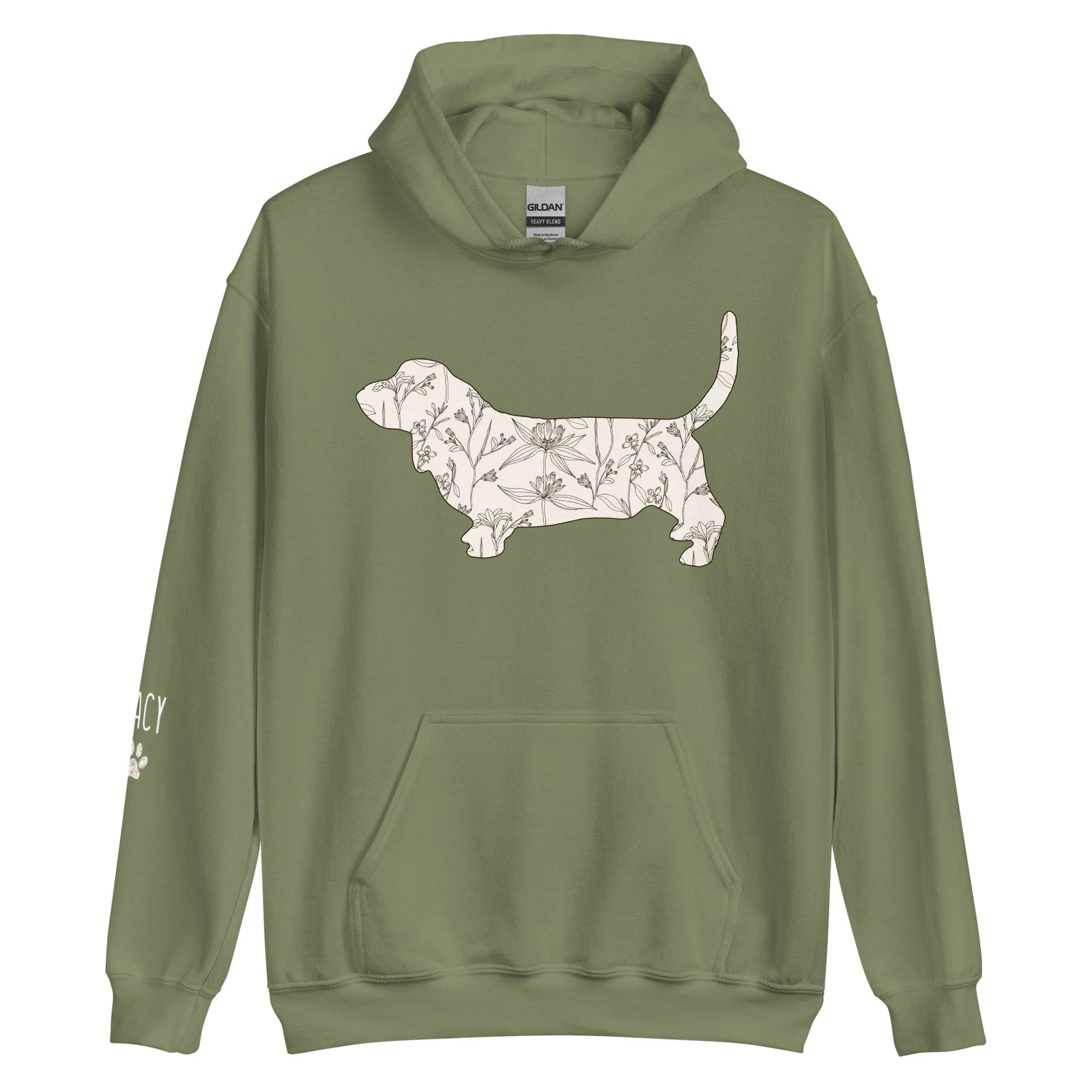 Custom Basset Hound Hoodie Sweatshirt Basset Hound Silhouette Personalized Name