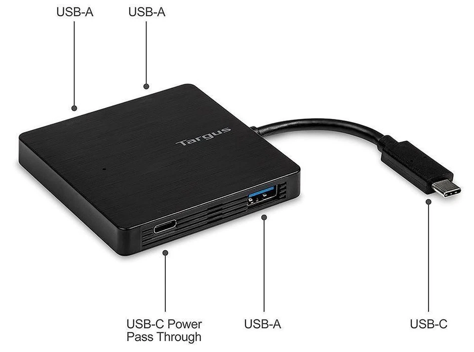USB-C 4 Port Hub with PD Passthrough, USB-C to 3x USB-C 1x USB-C - ACH924EUZ - Image 2 of 4