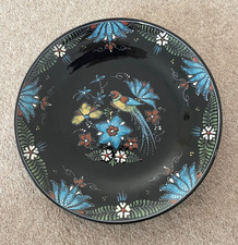 Royal Delft De Porceleyne Fles Black Delft Wall Plate Bird and Flowers