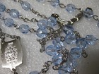 BLISS Rosary Rhodium Plated 21 IN PEWTER middle medal  blue bead handmade — photo 7