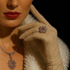 VAN RAALTE 1950s VINTAGE COTTON BLEND GLOVES SIZE 7 ECRU EMBROIDERED NEW