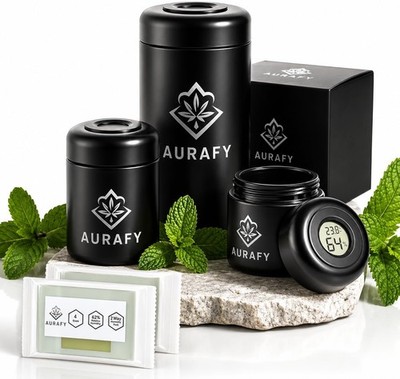 Stash Jar mit Hygrometer-Deckel   UV-Glas, luftdicht & geruchsdicht zur A