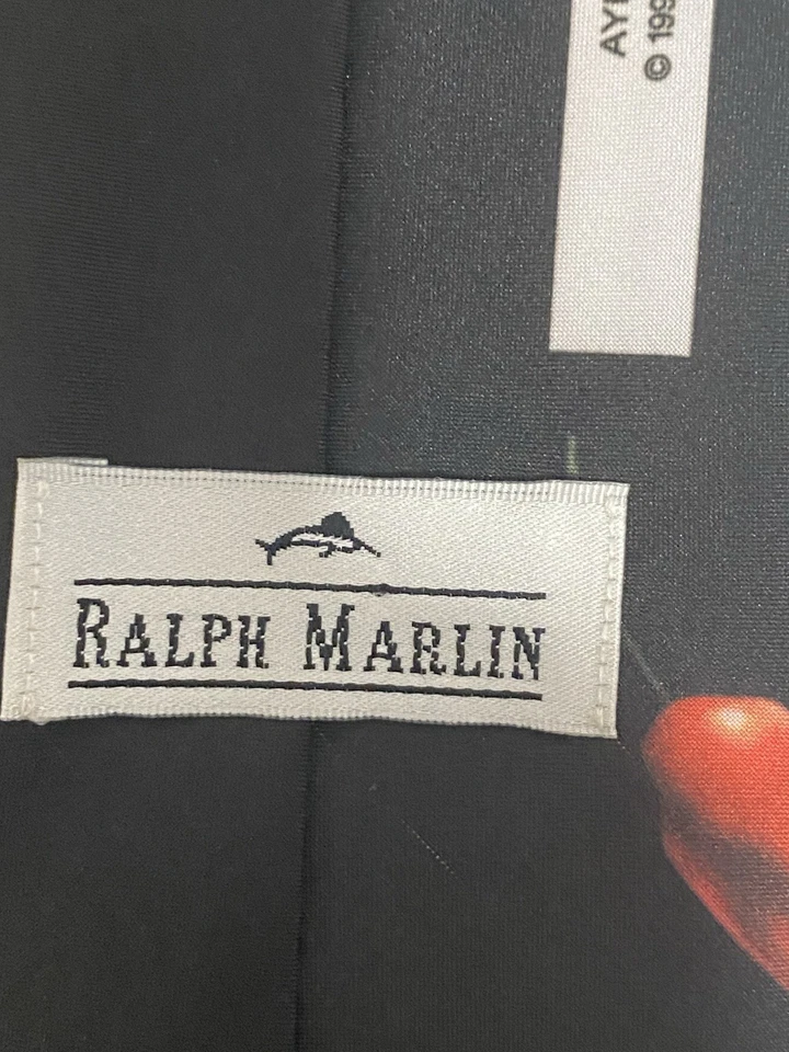 Corbata vintage Ralph Marlin Chihuahua hecha en EE. UU. negra multicolor clásica Foto 2 de 4