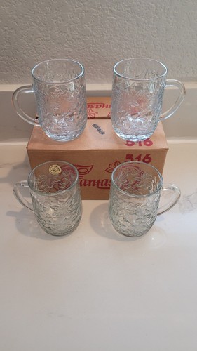 Princess House Fantasia #516 Vintage 1989 Crystal 9 oz. Weihnachtsstern Tassen 4er Set