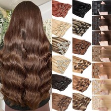 Double Weft Human Hair Extensions Clip In Real Remy Russian Thick Full Head 10A