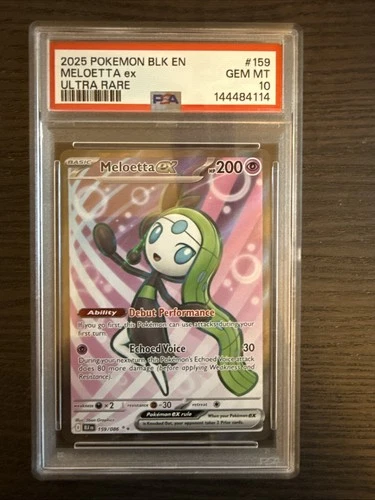 Meloetta EX 159/086 Ultra Rare 2025 Pokemon Black Bolt PSA 10 Gem Mint
