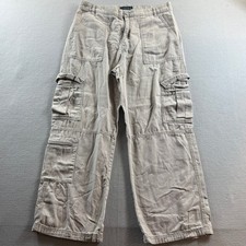 Aeropostale Utility Cargo Pants Women Large Short Tan Wide Leg Pocket 34x28