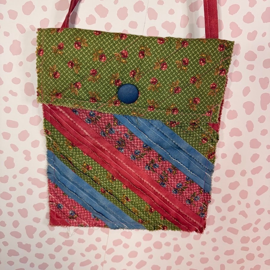 Handmade Patchwork Small Crossbody Bag Green Flor… - image 4