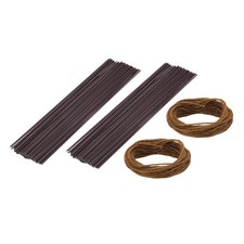 100Pcs 2 Gauge Floral Wire, 15.75" Length Flower Stem with Twine, Brown