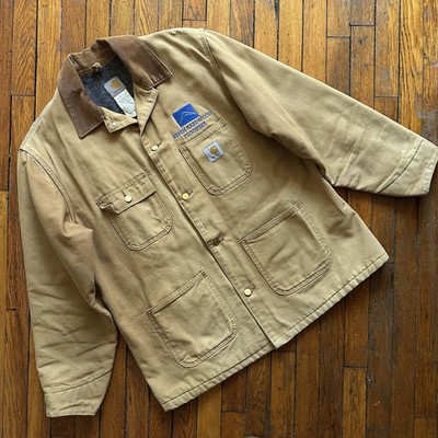 Carhartt C01 BRN Duck Canvas Blanket Lined Barn Chore Coat Field Jacket Men 44