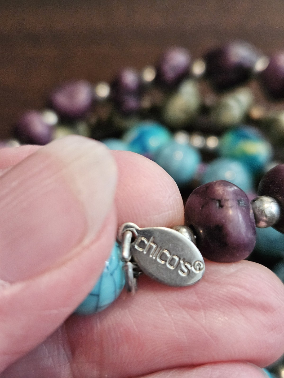 Chicos Multi Stone Wrap Bracelet Multi Colored Pu… - image 3