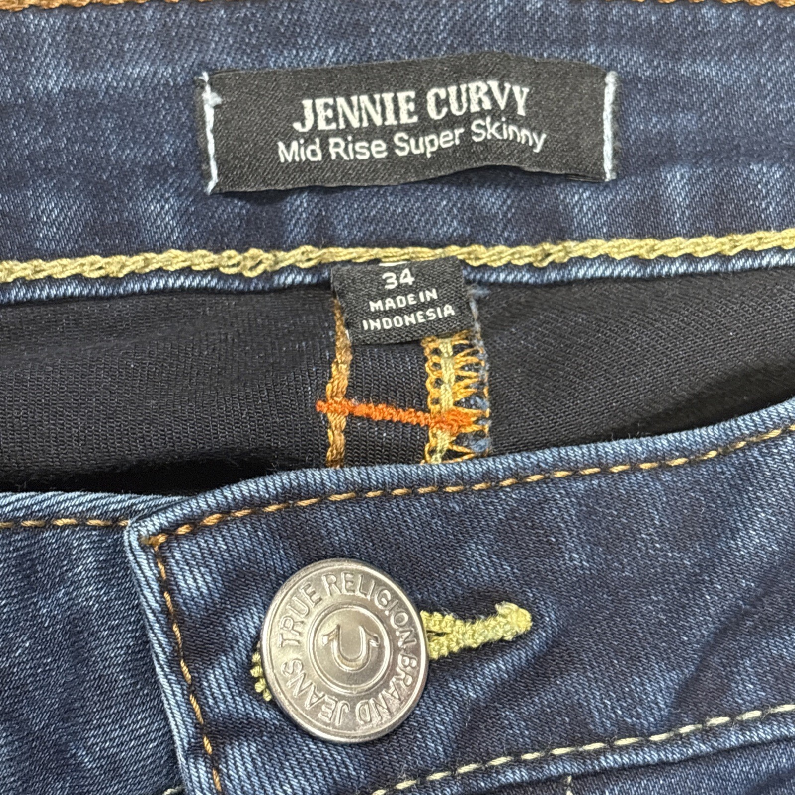 True Religion Women's Jennie Curvy Mid Rise Skinny Jeans Size 34 X 27.5 - View 4