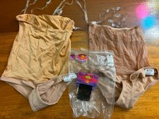 Two Body Stockings BDD Dance Body Liner Leotard Lot Size Small Nude Clear Straps