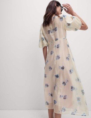 Marks & Spencer Womens Multi Coloured Viscose Midi Tea Women Dress - M&S