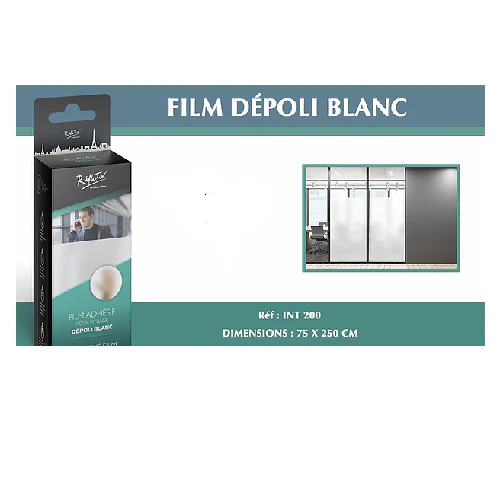 Film dépoli blanc translucide 75x250 cm pour vitrage et fenêtre