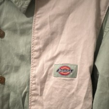 Dickies Men’s M Green/White Twill Cotton Button Front Long Sleeve Work Shirt