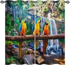 ANHOPE Parrot Curtains Eyelet Thermal Insulated Blackout Curtains Jungle