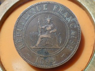 INDOCHINE FRANCAISE 1 CENTIEME 1892 A RARE & QUALITE TTB !