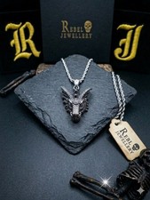 Mother Dragons Mystical mens  necklace pendant  chain stainless steel 60cm