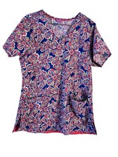 Vera Bradley Pink floral scrub top multicolor, S, pre-owned/ excellent