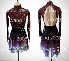 Figure Skating Dress Ice Skating Dress Competition Skating Wear dark red dyeing