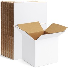 10 Pack 6x6x6 Inch Small Shipping Boxes White Corrugated Cardboard Boxes Mail...