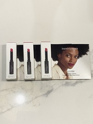 Lot Of 3 BAREMINERALS BARE PRO Lipstick Hibiscus .04 Oz Sample